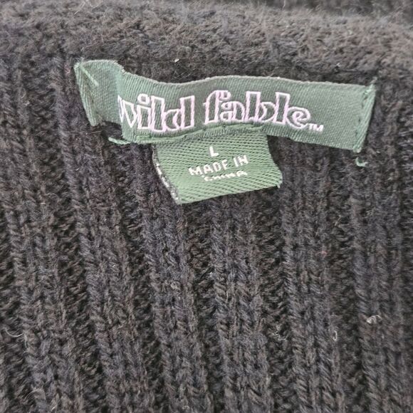 Wild Fable Black V-Neck Knit Sweater Large - Picture 3 of 7